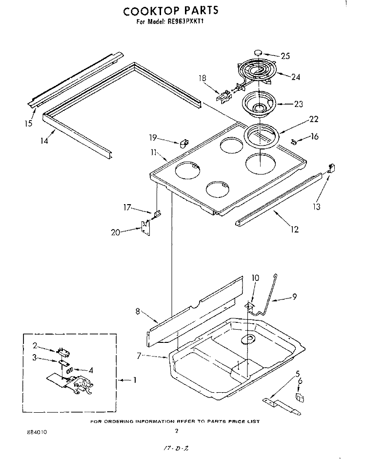 COOK TOP Diagram and Parts List for RE963PXKT1  Whirlpool Range