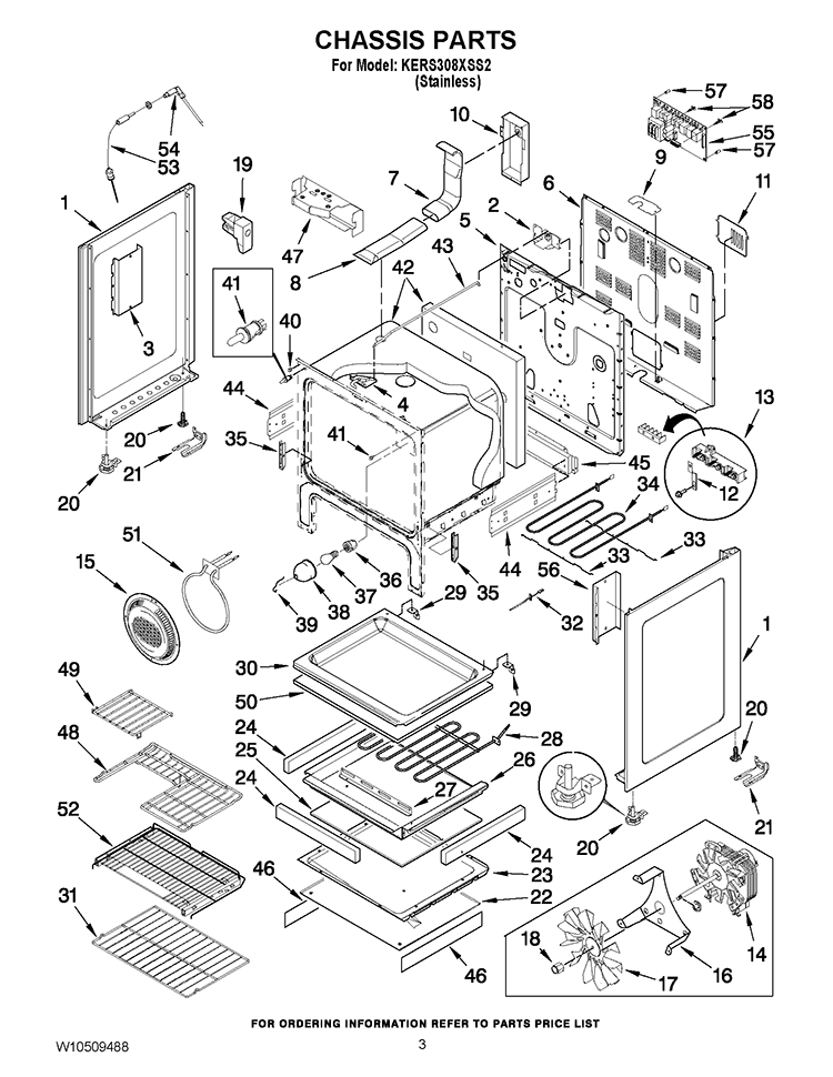 CHASSIS PARTS Diagram and Parts List for KERS308XSS2  KitchenAid Range