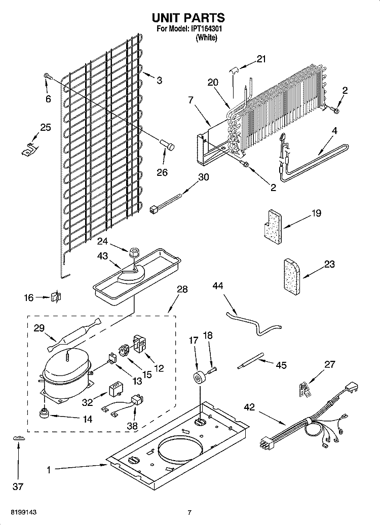 UNIT PARTS Diagram and Parts List for IPT164301  Inglis Refrigerator