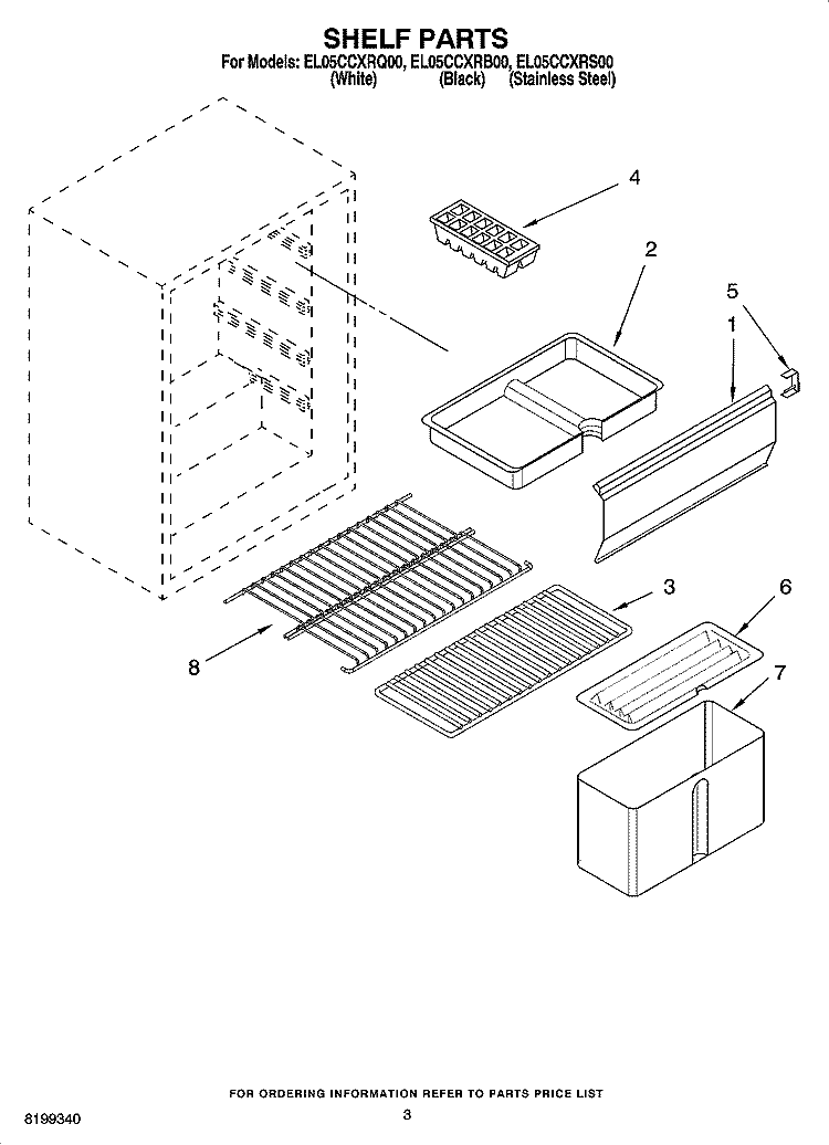 SHELF PARTS Diagram and Parts List for EL05CCXRB00  Whirlpool Refrigerator