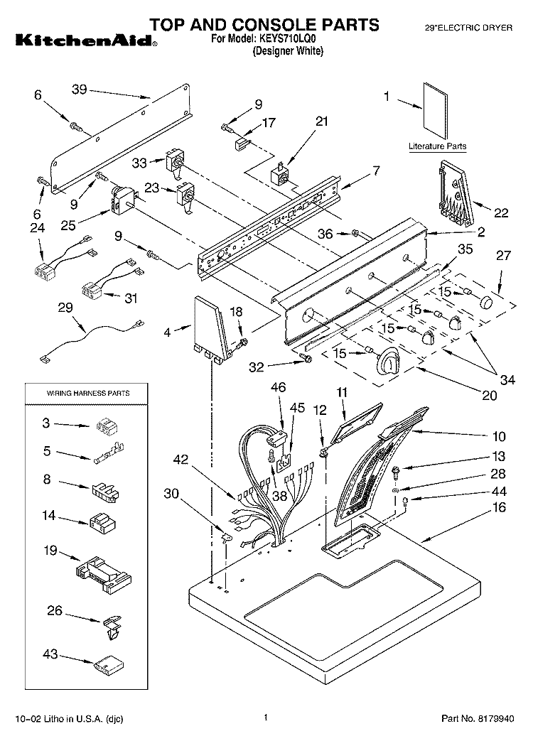 SECTION Diagram and Parts List for KEYS710LQ0  KitchenAid Dryer