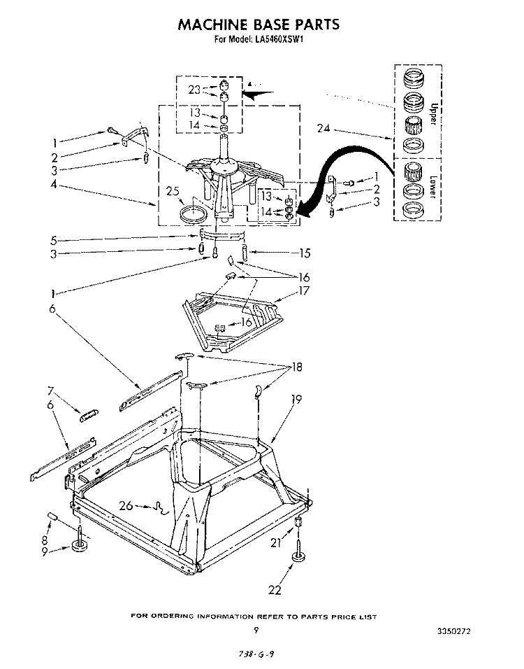 MACHINE BASE Diagram and Parts List for LA5460XSW1  Whirlpool Washer