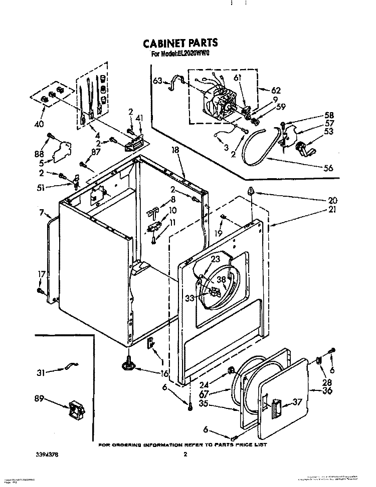 SECTION Diagram and Parts List for EL2020WW0  Roper Dryer