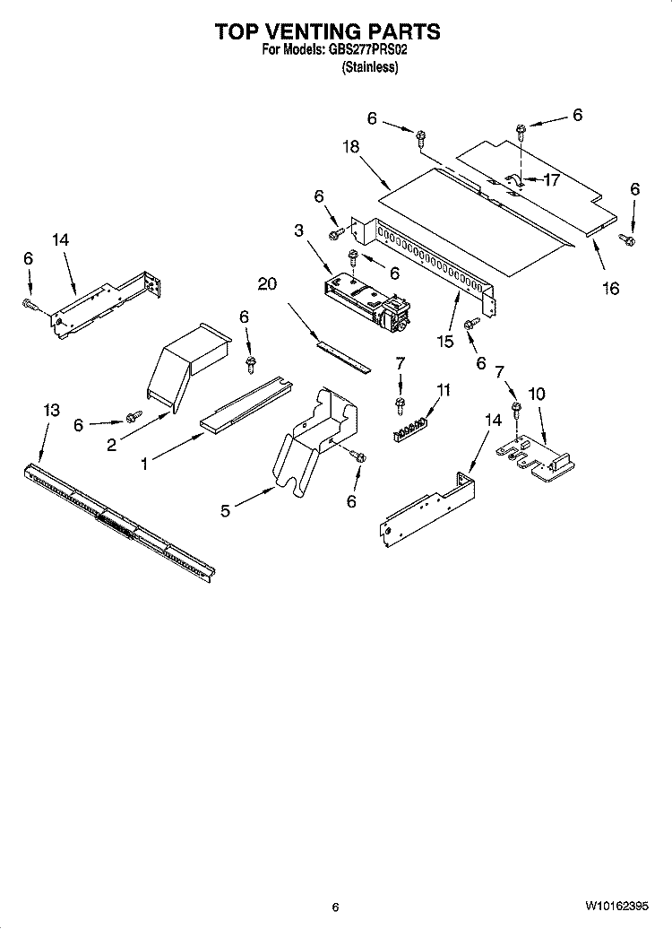 TOP VENTING PARTS, OPTIONAL PARTS Diagram and Parts List for GBS277PRS02  Whirlpool Wall Oven