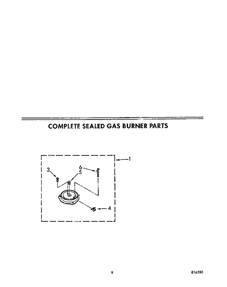 COMPLETE SEALED GAS BURNER Diagram and Parts List for SF385PEWW0  Whirlpool Range