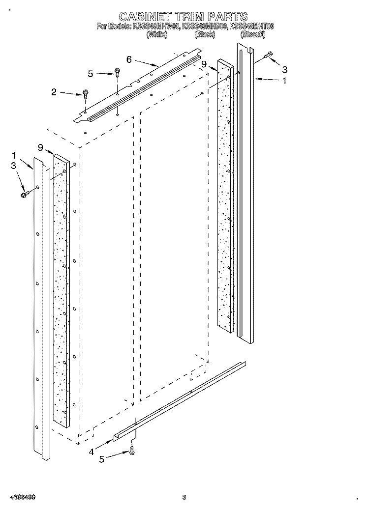 CABINET TRIM Diagram and Parts List for KSSS48MHT00  KitchenAid Refrigerator