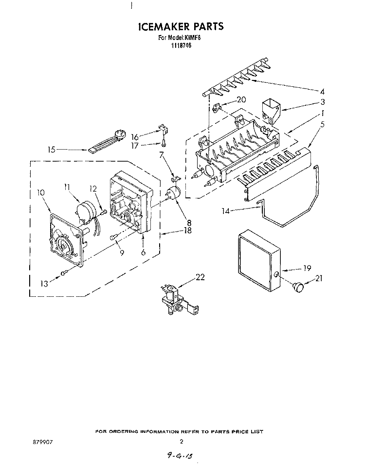 SECTION Diagram and Parts List for KIMF8118746  KitchenAid Ice Maker