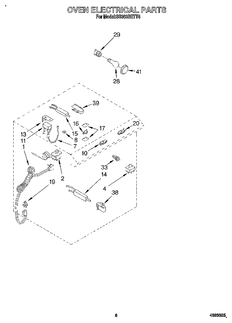 OVEN ELECTRICAL Diagram and Parts List for SS363BETT4  Whirlpool Range