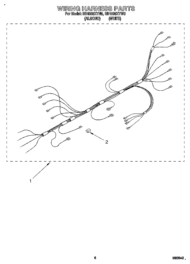 WIRING HARNESS Diagram and Parts List for RB1005XYW5  Whirlpool Wall Oven
