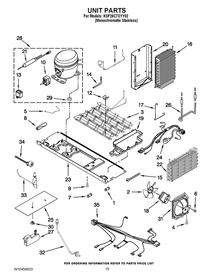 UNIT PARTS Diagram and Parts List for KSF26C7XYY02  KitchenAid Refrigerator