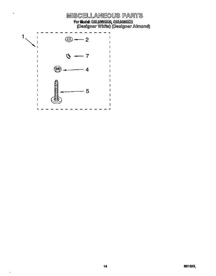 MISCELLANEOUS, OPTIONAL Diagram and Parts List for GSL9365EQ2  Whirlpool Washer