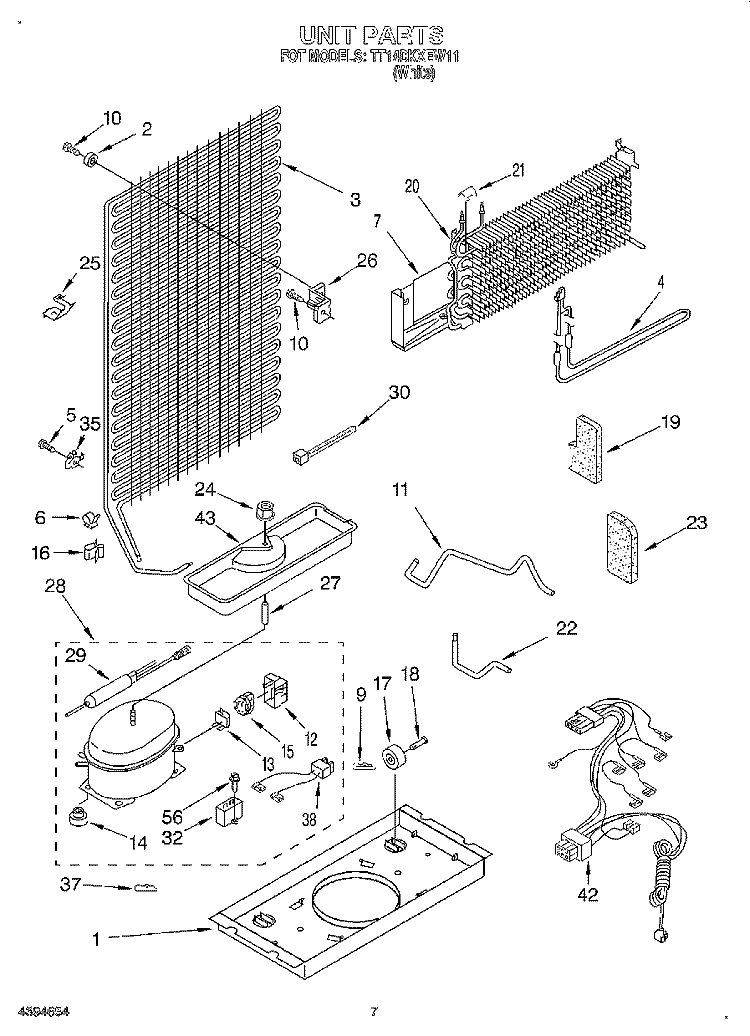 UNIT Diagram and Parts List for TT14DKXEW11  Estate Refrigerator