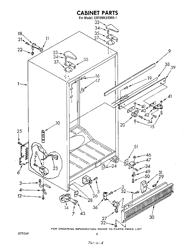 CABINET Diagram and Parts List for EB19MKXRWR1  Whirlpool Refrigerator