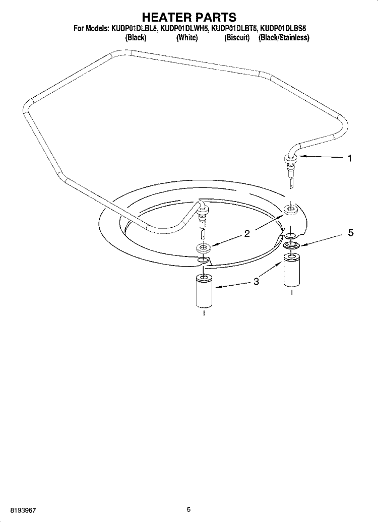 HEATER PARTS Diagram and Parts List for KUDP01DLBL5  KitchenAid Dishwasher