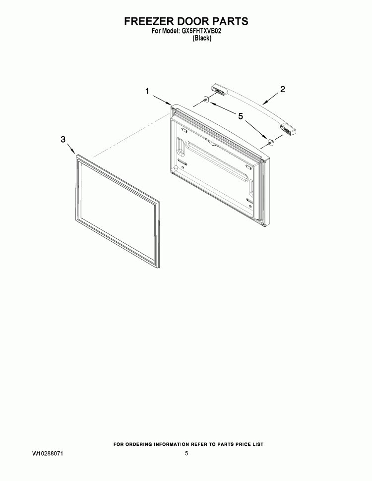 FREEZER DOOR PARTS Diagram and Parts List for GX5FHTXVB02  Whirlpool Refrigerator