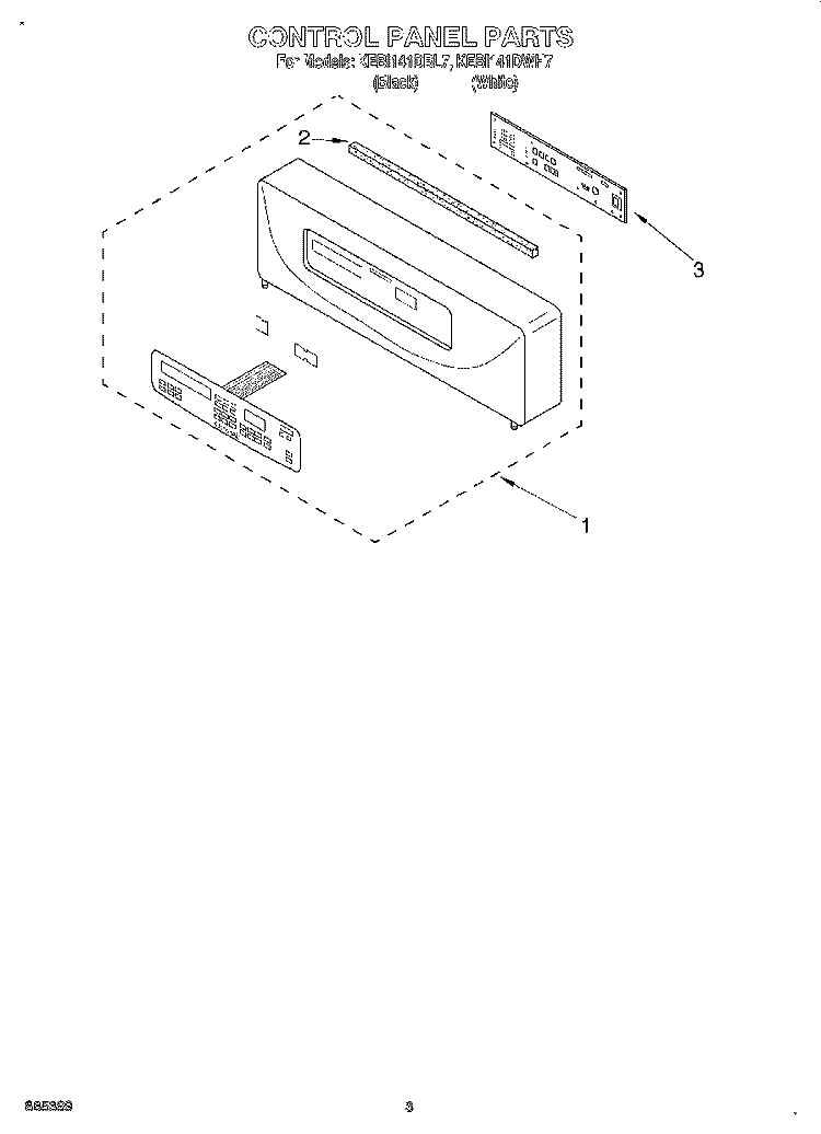 CONTROL PANEL, LITERATURE Diagram and Parts List for KEBI141DWH7  KitchenAid Wall Oven