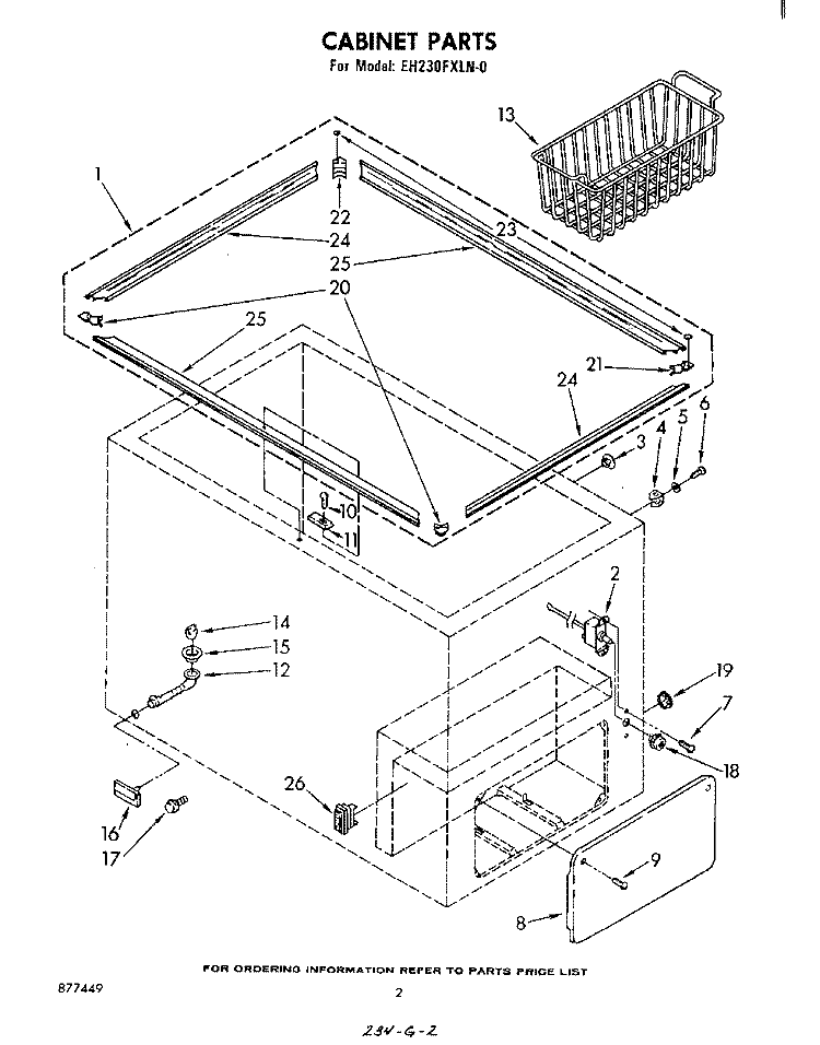 SECTION Diagram and Parts List for EH230FXLN0  Whirlpool Freezer