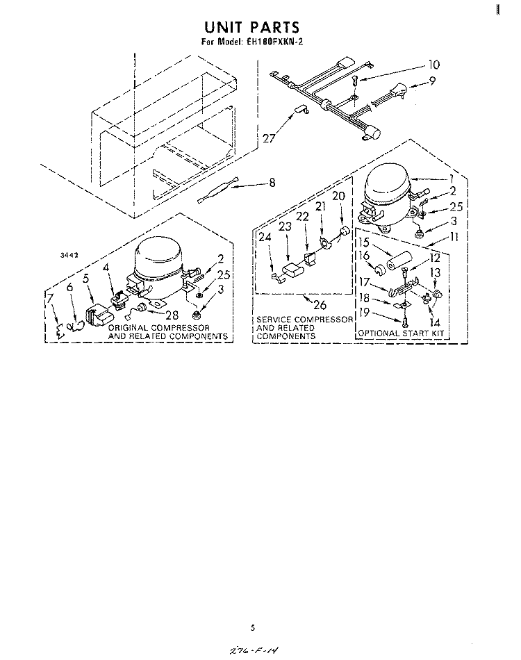 SECTION Diagram and Parts List for EH180FXKN2  Whirlpool Freezer