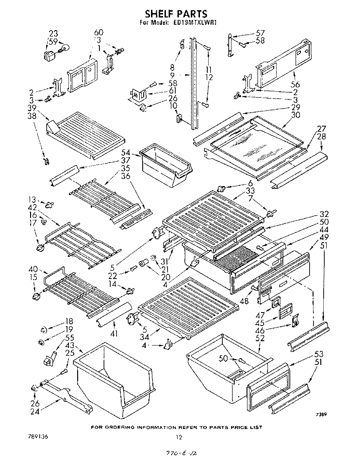 SHELF Diagram and Parts List for ED19MTXLWR1  Whirlpool Refrigerator