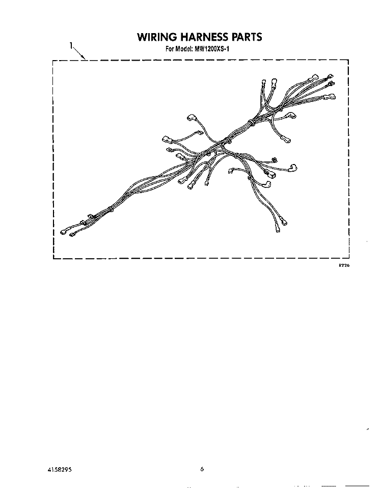 WIRING HARNESS , LIT/OPTIONAL Diagram and Parts List for MW1200XS1  Whirlpool Microwave