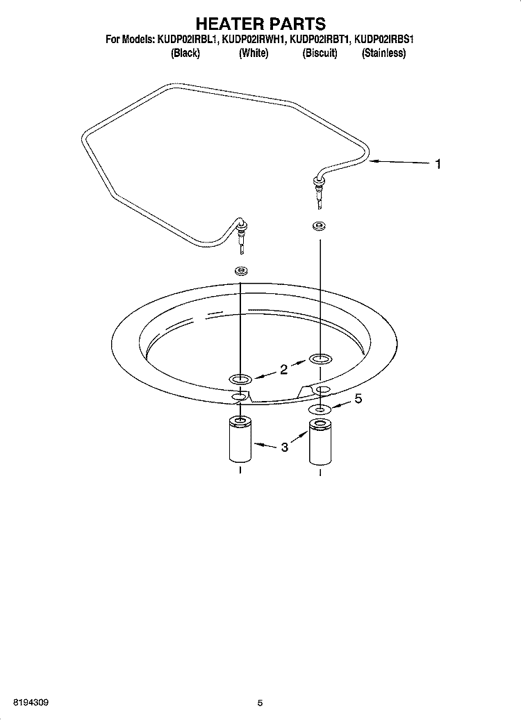HEATER PARTS Diagram and Parts List for KUDP02IRBL1  KitchenAid Dishwasher