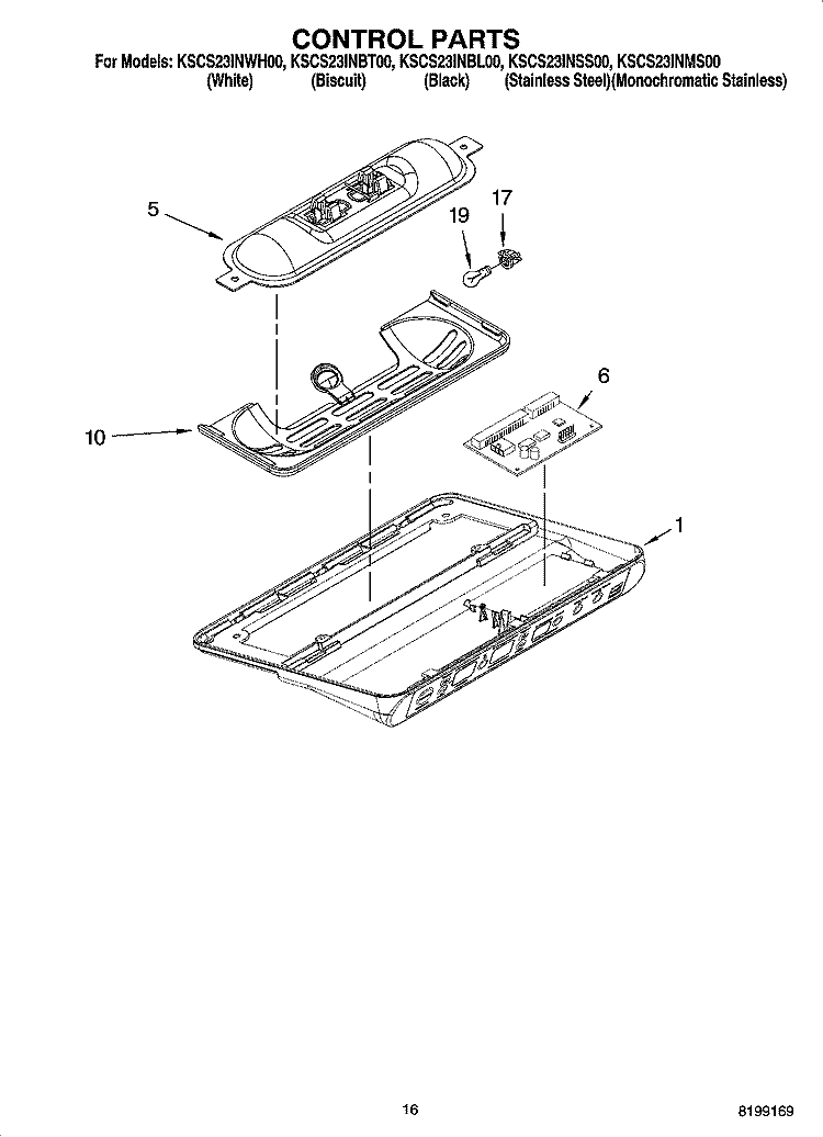 CONTROL PARTS Diagram and Parts List for KSCS23INBL00  KitchenAid Refrigerator