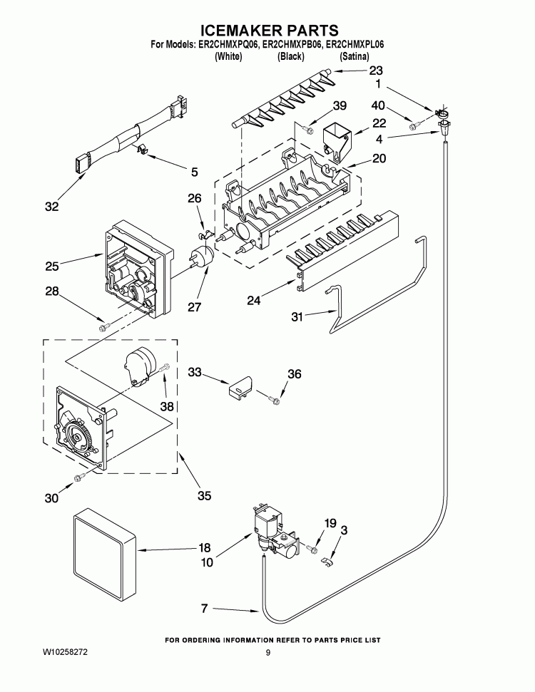 ICEMAKER PARTS Diagram and Parts List for ER2CHMXPQ06  Whirlpool Refrigerator