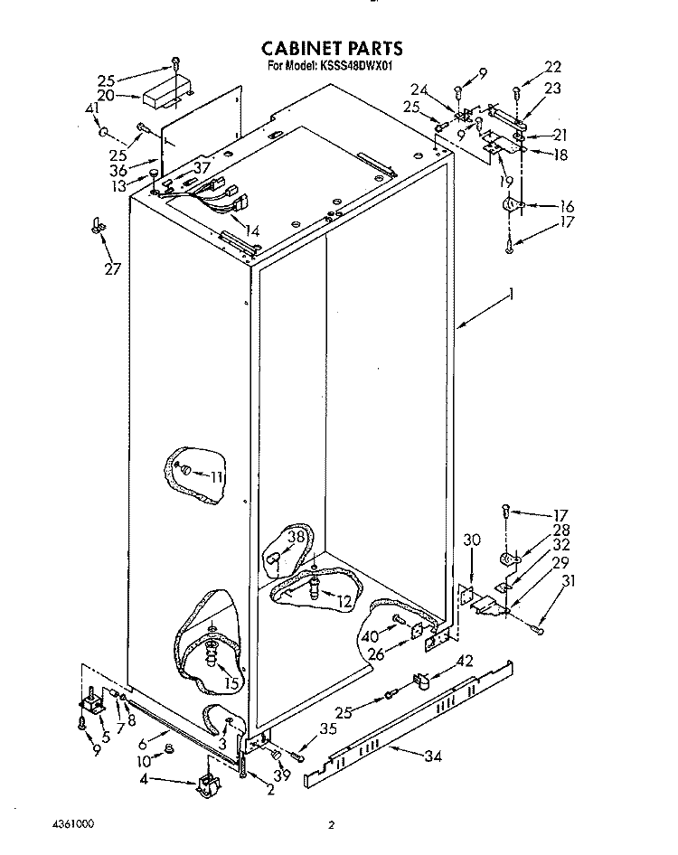 CABINET Diagram and Parts List for KSSS48DWX01  KitchenAid Refrigerator