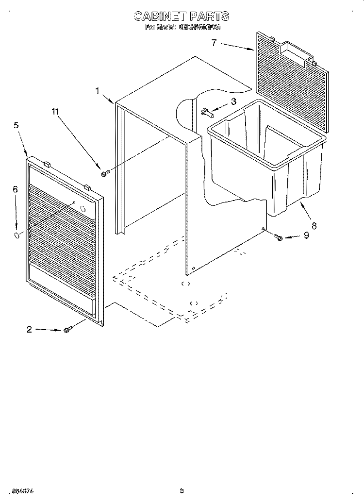 SECTION Diagram and Parts List for BHDH2500FS0  Whirlpool Dehumidifier