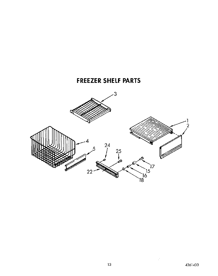 FREEZER SHELF Diagram and Parts List for KSSS42DAW01  KitchenAid Refrigerator