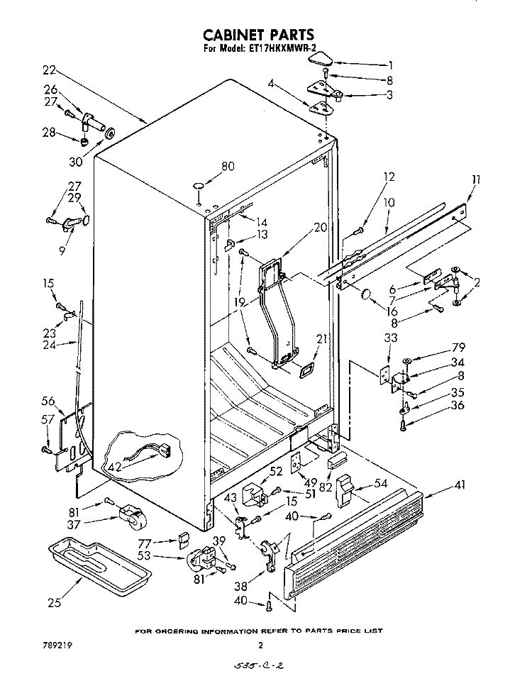 CABINET Diagram and Parts List for ET17HKXMWR2  Whirlpool Refrigerator