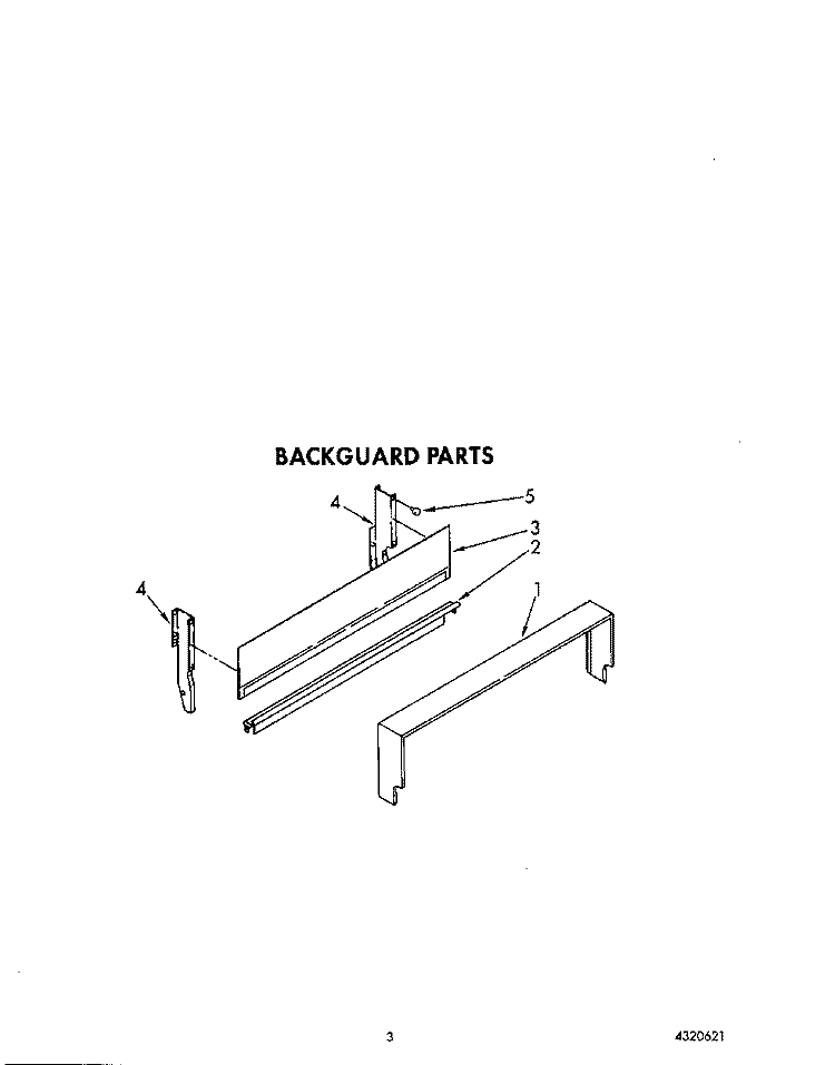 BACKGUARD Diagram and Parts List for SF302BSRW6  Whirlpool Range