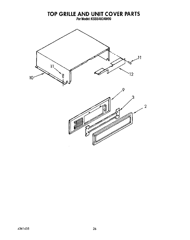 TOP GRILLE AND UNIT COVER Diagram and Parts List for KSSS48DAW00  KitchenAid Refrigerator