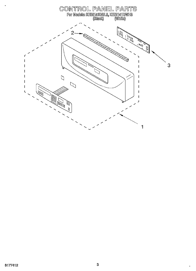 CONTROL PANEL, LITERATURE Diagram and Parts List for KEBI141DBL8  KitchenAid Wall Oven