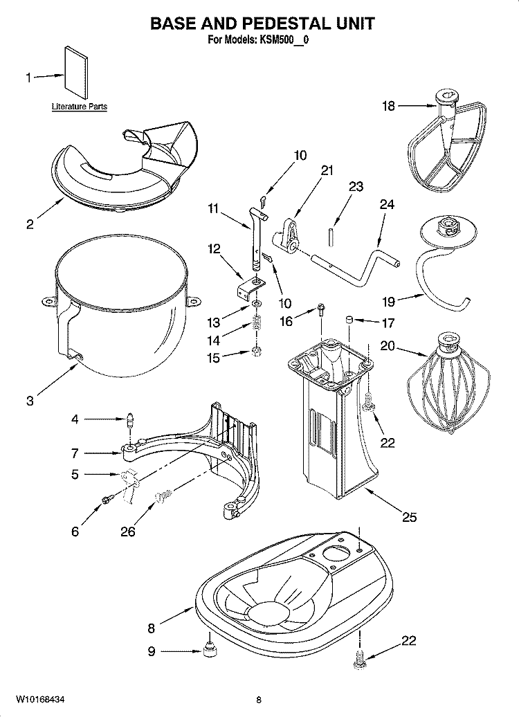 BASE AND PEDESTAL UNIT Diagram and Parts List for KSM500OB0  KitchenAid Mixer