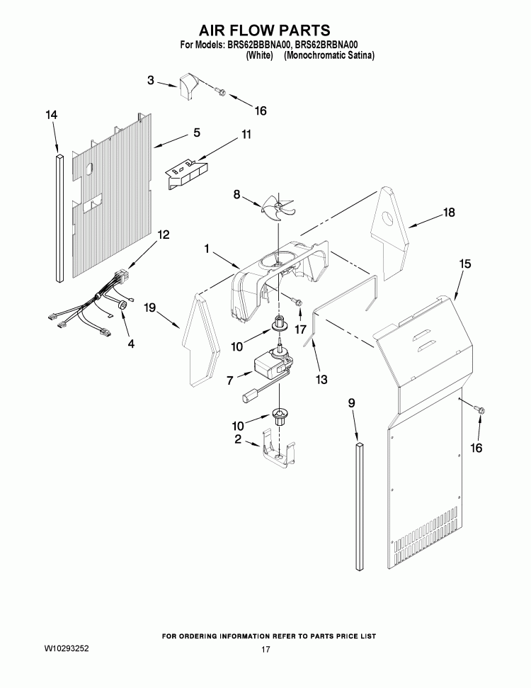 AIR FLOW PARTS Diagram and Parts List for BRS62BBBNA00  Whirlpool Refrigerator
