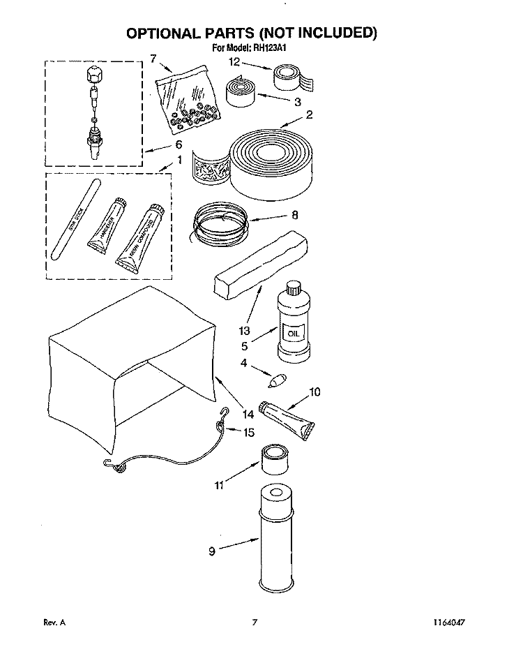 OPTIONAL Diagram and Parts List for RH123A1  Whirlpool Air Conditioner