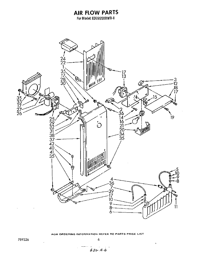 AIRFLOW Diagram and Parts List for ED26SSXRWR0  Whirlpool Refrigerator