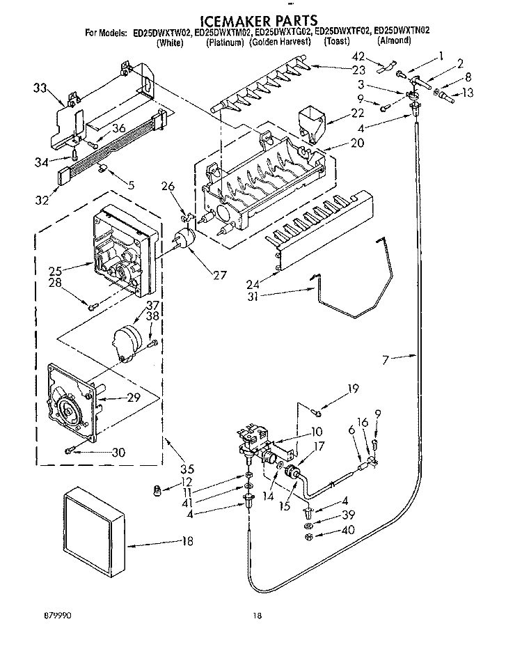 ICEMAKER, LIT/OPTIONAL Diagram and Parts List for ED25DWXTF02  Whirlpool Refrigerator