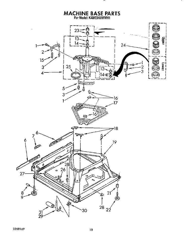 MACHINE BASE Diagram and Parts List for KAWE960WAL1  Whirlpool Washer