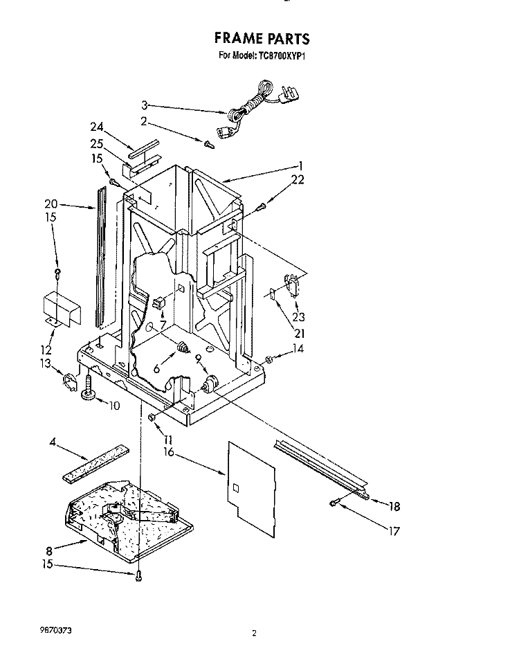 FRAME Diagram and Parts List for TC8700XYP1  Whirlpool Trash Compactor