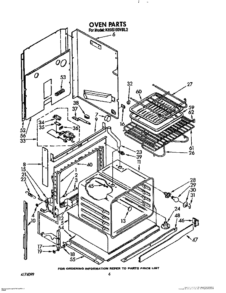 OVEN, LIT/OPTIONAL Diagram and Parts List for KEDS100VWH2  KitchenAid Range