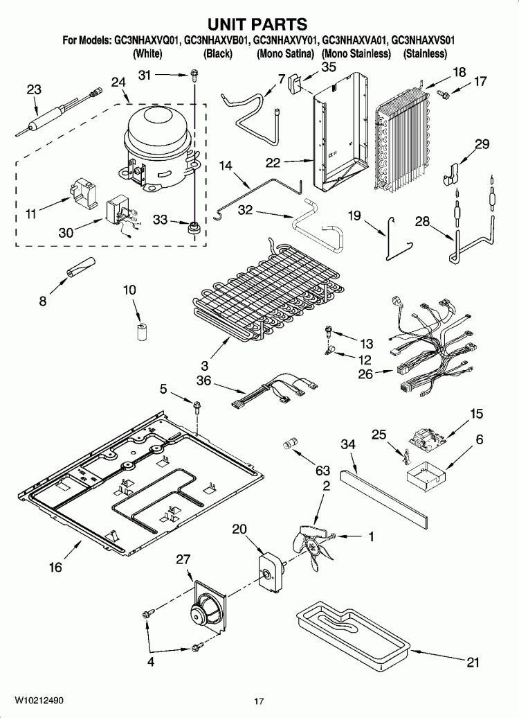 UNIT PARTS Diagram and Parts List for GC3NHAXVA01  Whirlpool Refrigerator