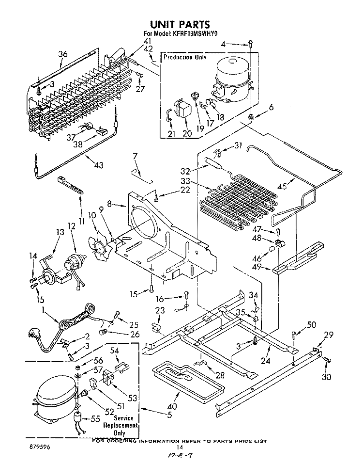 UNIT Diagram and Parts List for KFRF19MSWHY0  KitchenAid Refrigerator