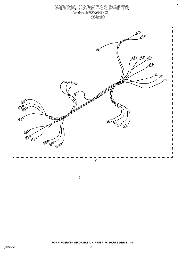 WIRING HARNESS Diagram and Parts List for RB220PXYB1  Whirlpool Wall Oven