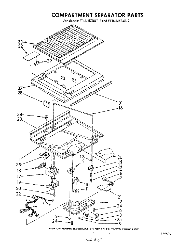 COMPARTMENT SEPARATOR Diagram and Parts List for ET18JMXRWR2  Whirlpool Refrigerator