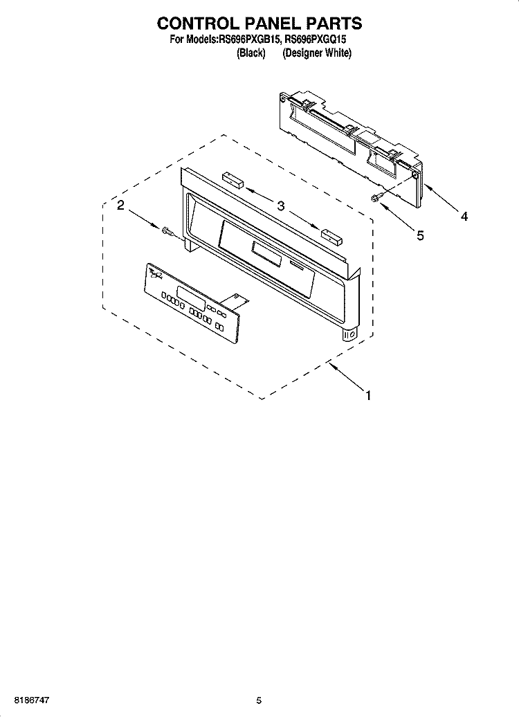 CONTROL PANEL PARTS Diagram and Parts List for RS696PXGB15  Whirlpool Range