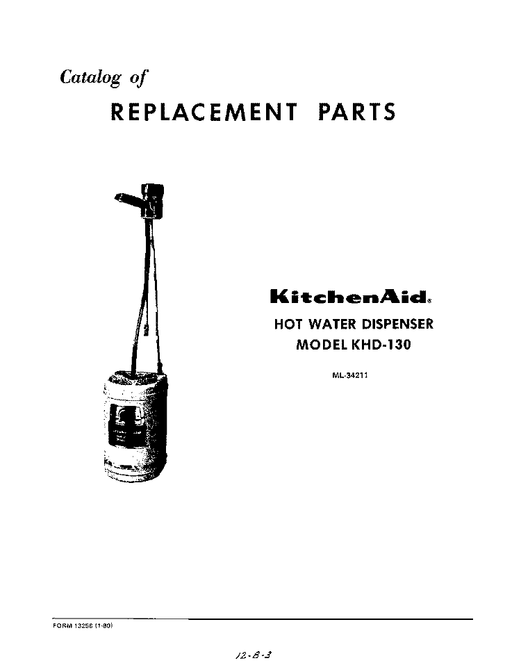 SECTION Diagram and Parts List for KHD130  KitchenAid Miscellaneous
