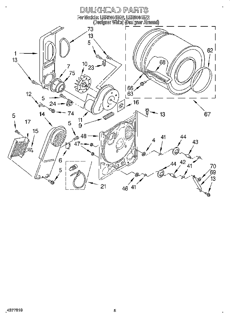 SECTION Diagram and Parts List for LER5644EQ2  Whirlpool Dryer