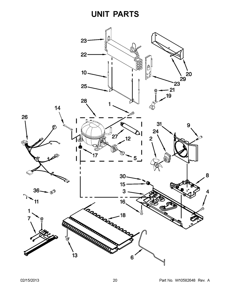 UNIT PARTS Diagram and Parts List for KFIS20XVMS11  KitchenAid Refrigerator
